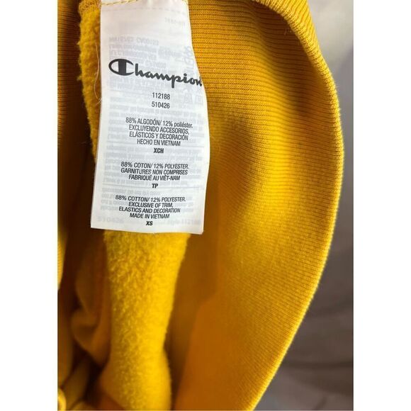 Vintage Style Champion Sweatshirt Womens XS Yellow Reverse Weave Warm Up Pullove - Picture 7 of 7